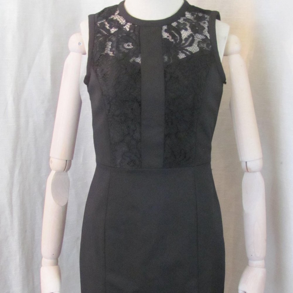 H&M Ladies Little Black Dress Lace Insert Accent Sz4